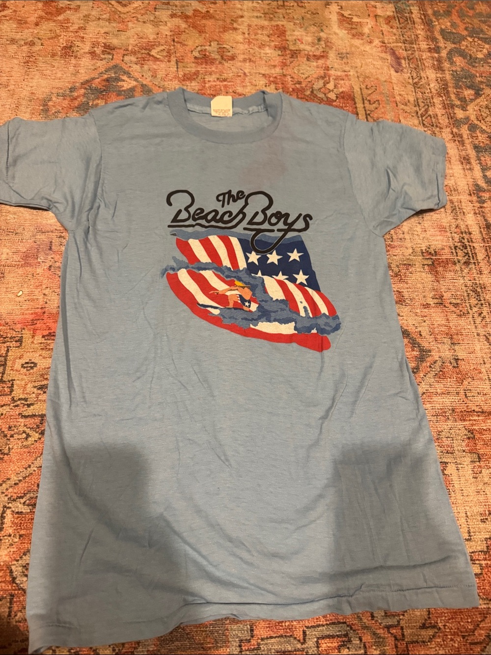The Beach Boys Graphic Tee - Light Blue with Red, White & Blue Print